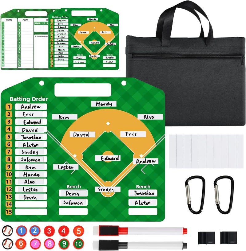 SRG Magnetic Baseball Lineup Board | Baseball Dry Erase Coaching Broad | Softball Lineup Cards Marker Boards | Baseball Clipboard for Coaches | Baseball Lineup Board for Dugout - Image 1
